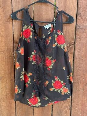 Selena Gomez Dream Out Loud Vampy Goth Red Romantic Floral Lace Top XL